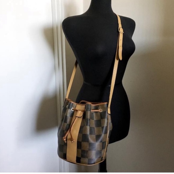 FENDI Bucket Drawstring Checkered Canvas Crossbody - Picture 6 of 8